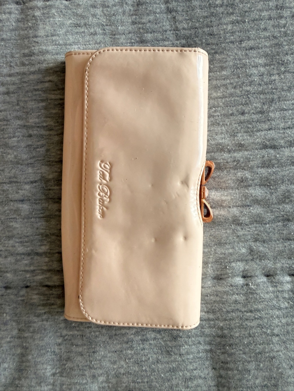 Ted Baker Nude Patent Bow Crystal Matinee Wallet Rose Gold Floral Interior